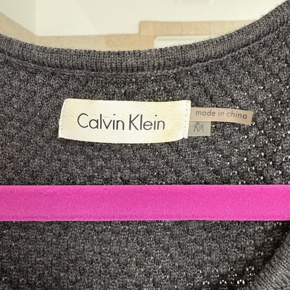 Calvin Klein Knit Gray/Charcoal Sweater Fit & Flare Pleated Dress size Medium - Picture 7 of 10